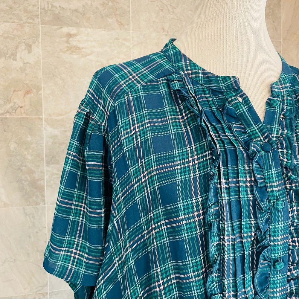 Torrid Plaid Ruffle Button Up Shirt - Picture 4 of 8
